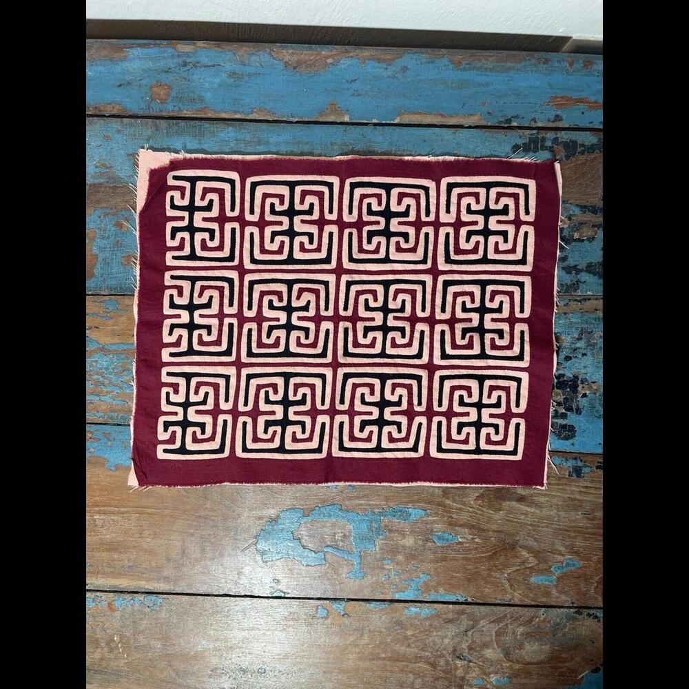 Kuna Folk Art Mola San Blas Islands Panama Hand Sewn Geometric Textile Art